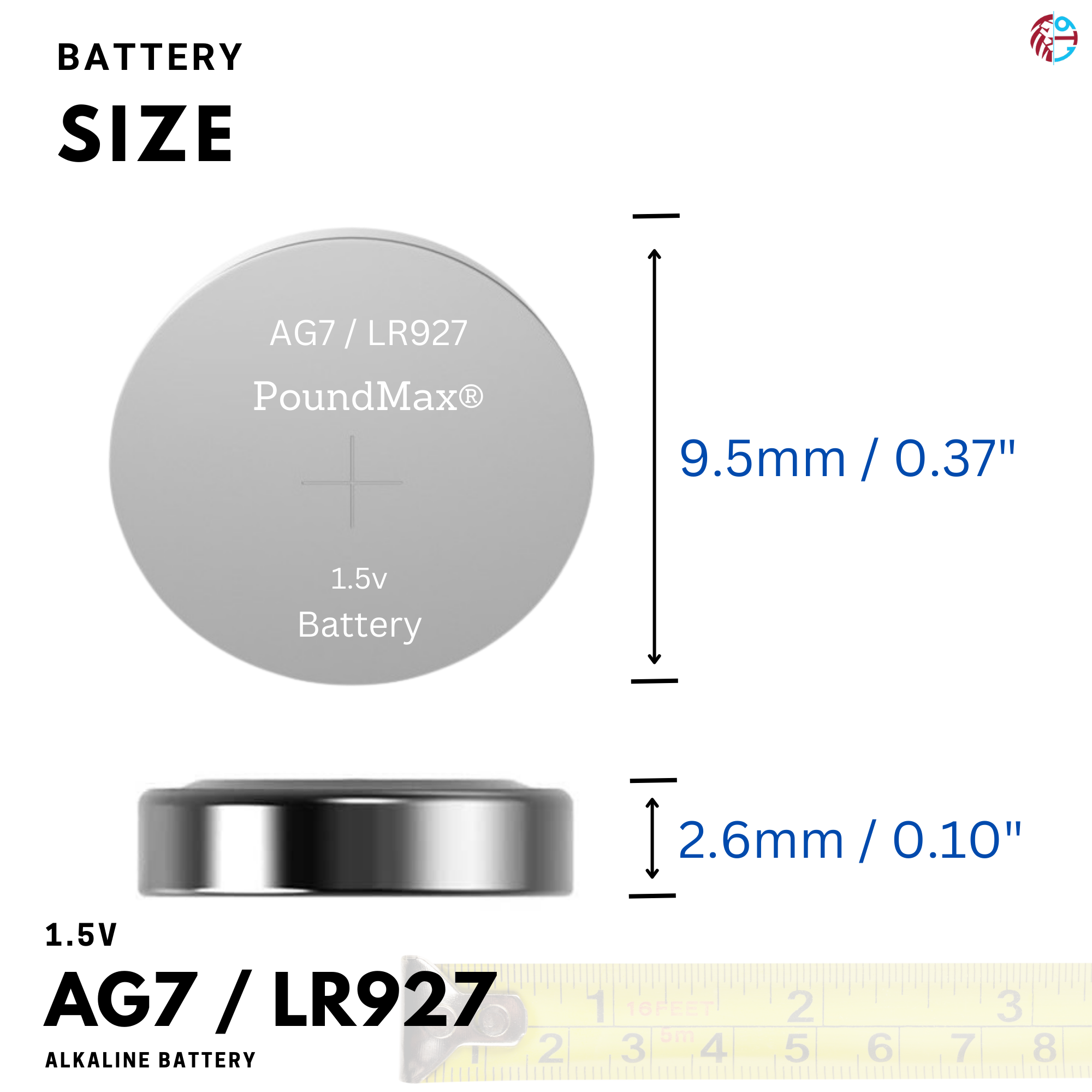 10 X AG7 Super LR927 LR57 395 399 SR927W SR57 PoundMax ALKALINE BUTTON BATTERY