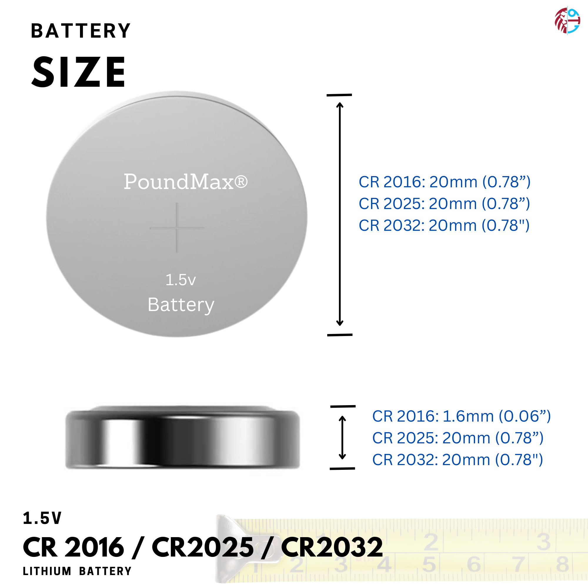 6 X PoundMax Mixed CR2032 CR2025 CR2016 3V Lithium Button Coin Cell Battery
