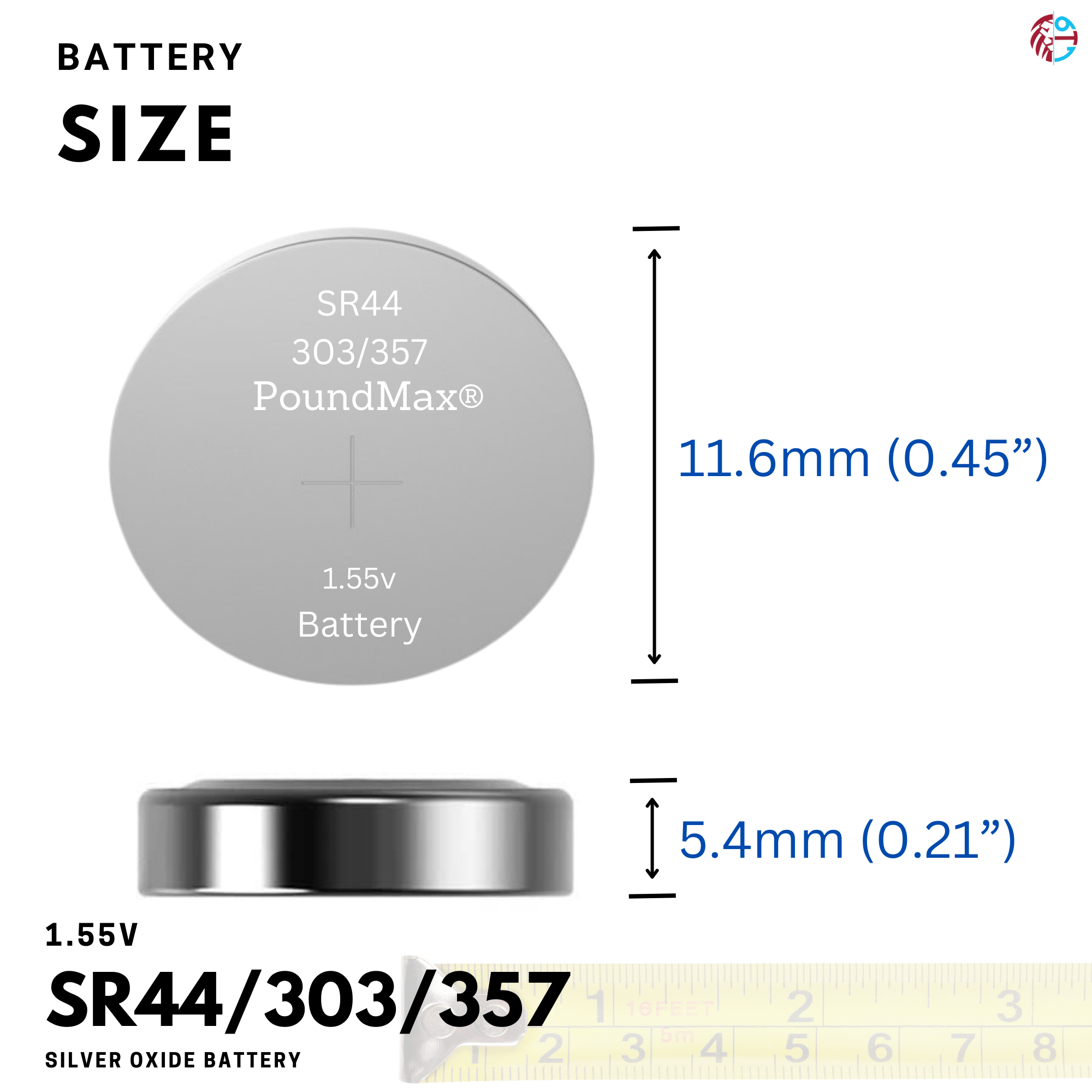 10 x Super SR44 357 303 1.55 V PoundMax Silver Oxide Button Cell Battery