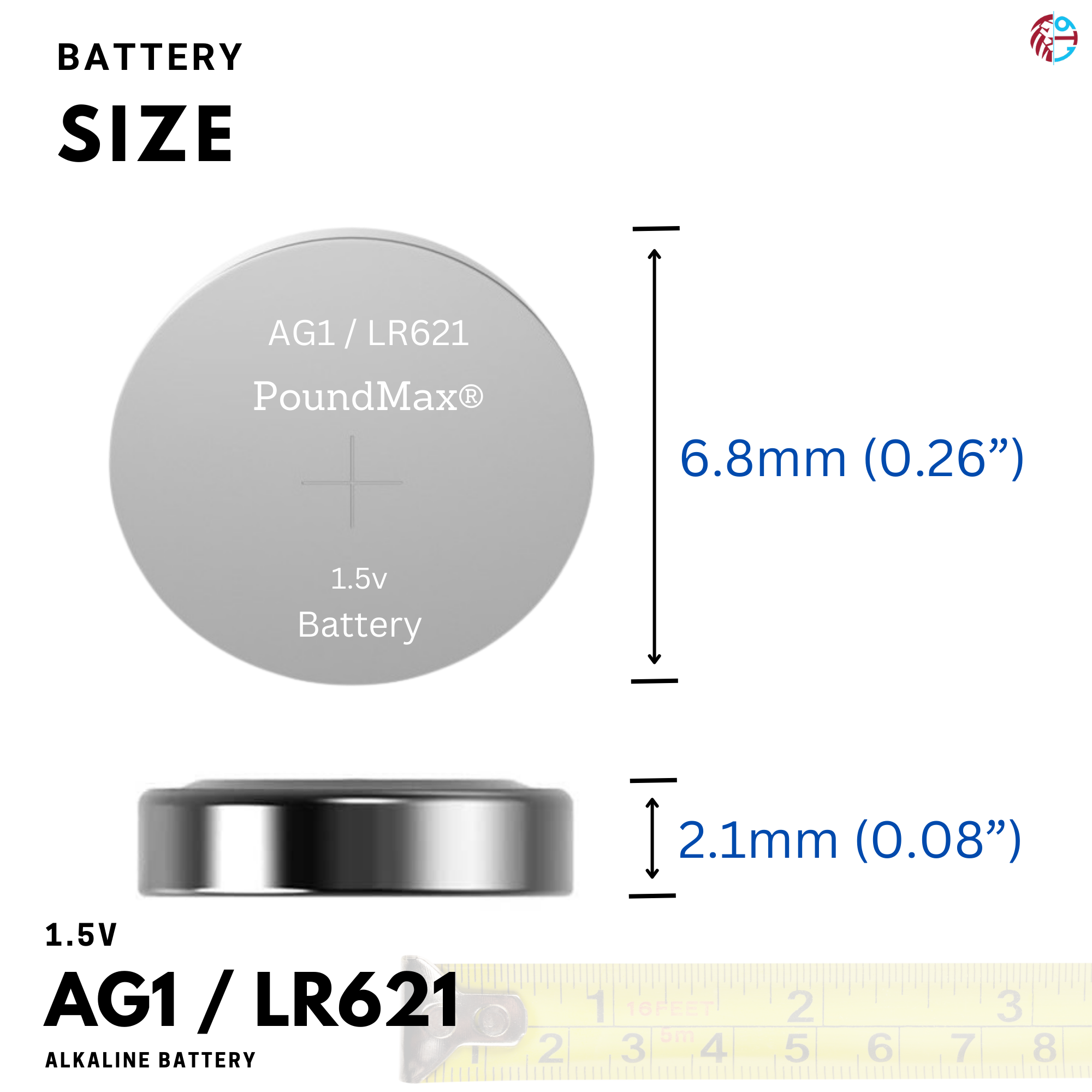10 X AG1 364 363 LR621 SR621SW 1.5v PoundMax ALKALINE BUTTON CELL BATTERY