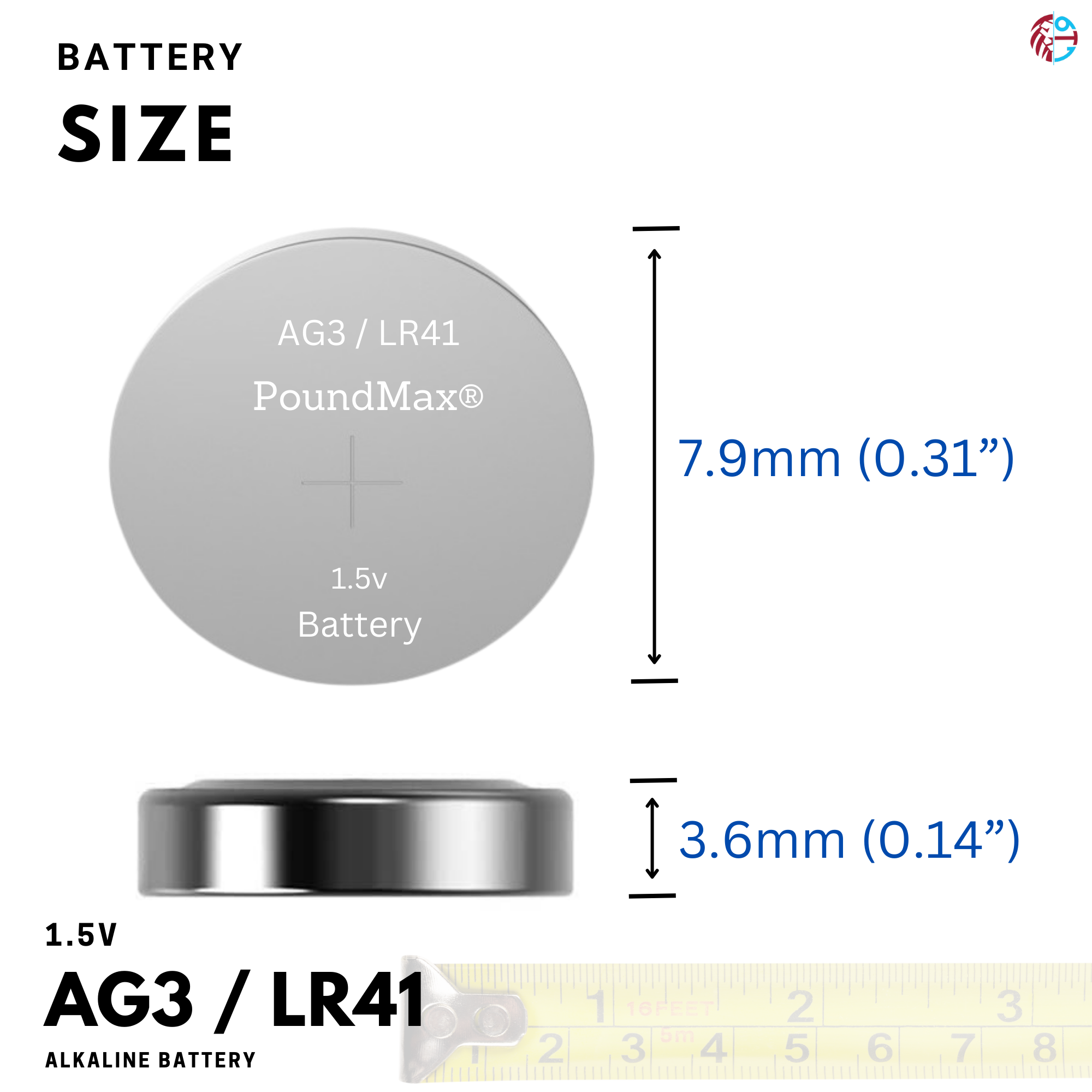 10 X AG3 PoundMax LR41 AG3 SR41 192 392 1.5v ALKALINE BUTTON BATTERY