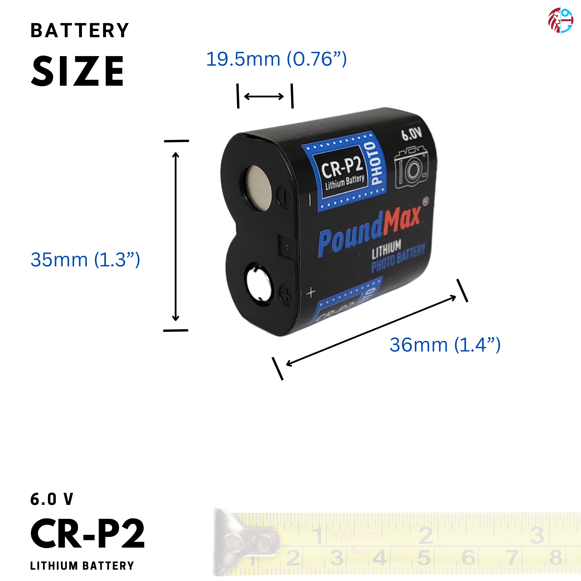 CRP2 6V PoundMax Lithium Power Photo Battery CR-P2 223 CR223 DL223