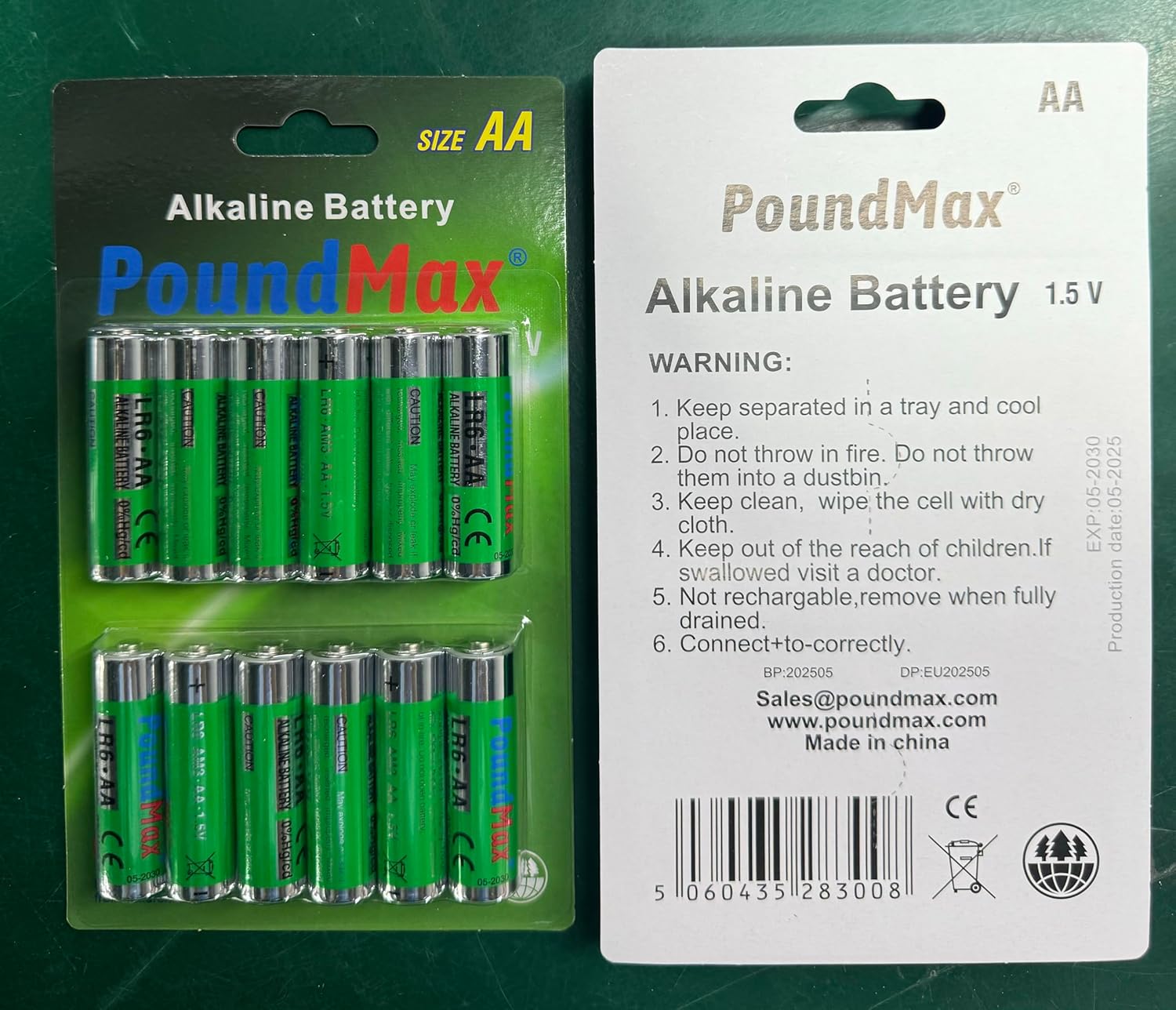 12 x Long Lasting AA Batteries 1.5V PoundMaxAlkaline – High Power for Remote