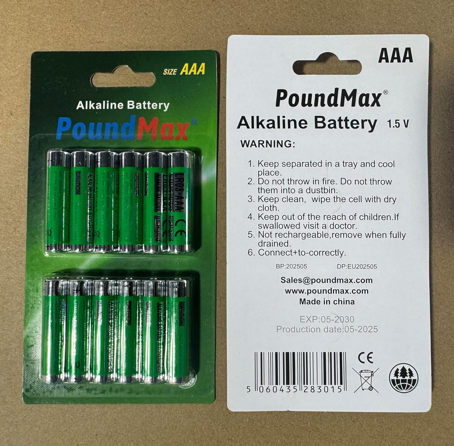 12 x Poundmax AAA 1.5V Alkaline Battery Set – Leakproof, High Energy