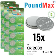 15 X CR2032 3V Lithium Coin Battery - Watch, Car Key, Toy, Medical Device Use
