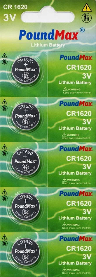 5 X 1620 CR1620 DL1620 ECR1620 3V PoundMax Lithium Coin Cell Batteries
