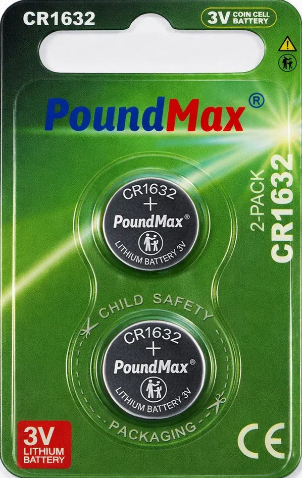 2 X CR1632 PoundMax LITHIUM BATTERY For Car Key Fob, Watch, Toy - UK Seller