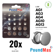 20 x AG1 AG3 AG4 AG10 AG13 LR1130 PoundMax  Button Cell Alkaline Mixed Battery