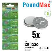 5 X CR1220, 1220, BR1220, DL1220, ECR1220 PoundMax Lithium Coin Cell Batteries