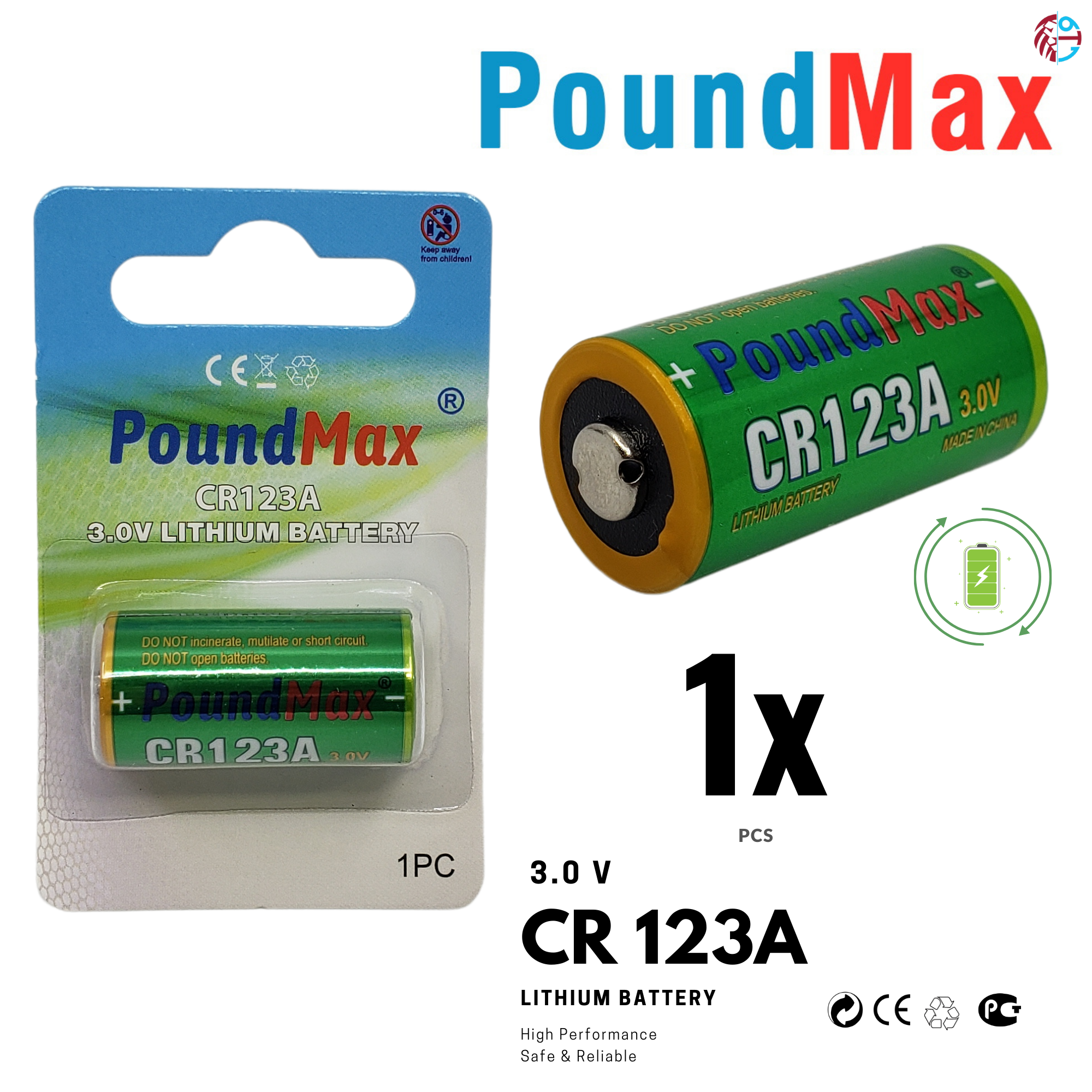 PoundMax CR123 CR123A 123 3V Lithium Power Photo Battery