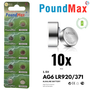 10 x AG6 370 371 LR921 LR69 SR920SW LR920 1.5v PoundMax ALKALINE BUTTON BATTERY