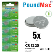 5 X 1225 CR1225 DL1225,ECR1225, BR1225, 3V PoundMax Lithium Coin Batteries