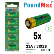 5 x A23 P23GA 23AE 12v MN21 k23A LRV08 23A 12V PoundMax Alkaline Security Batteries