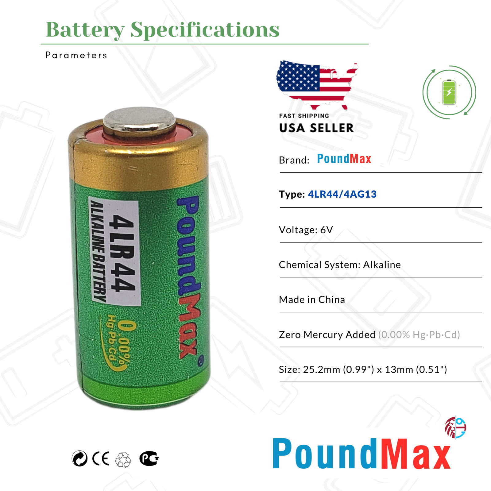 2 X Super 4LR44, 4G13,476A, PX28, L1325, A544, 6v PoundMax Alkaline Battery