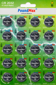 20 X PoundMax 2032 CR2032,DL2032,BR2032,KL2032 for Watch Car Key Remote Scale 3v