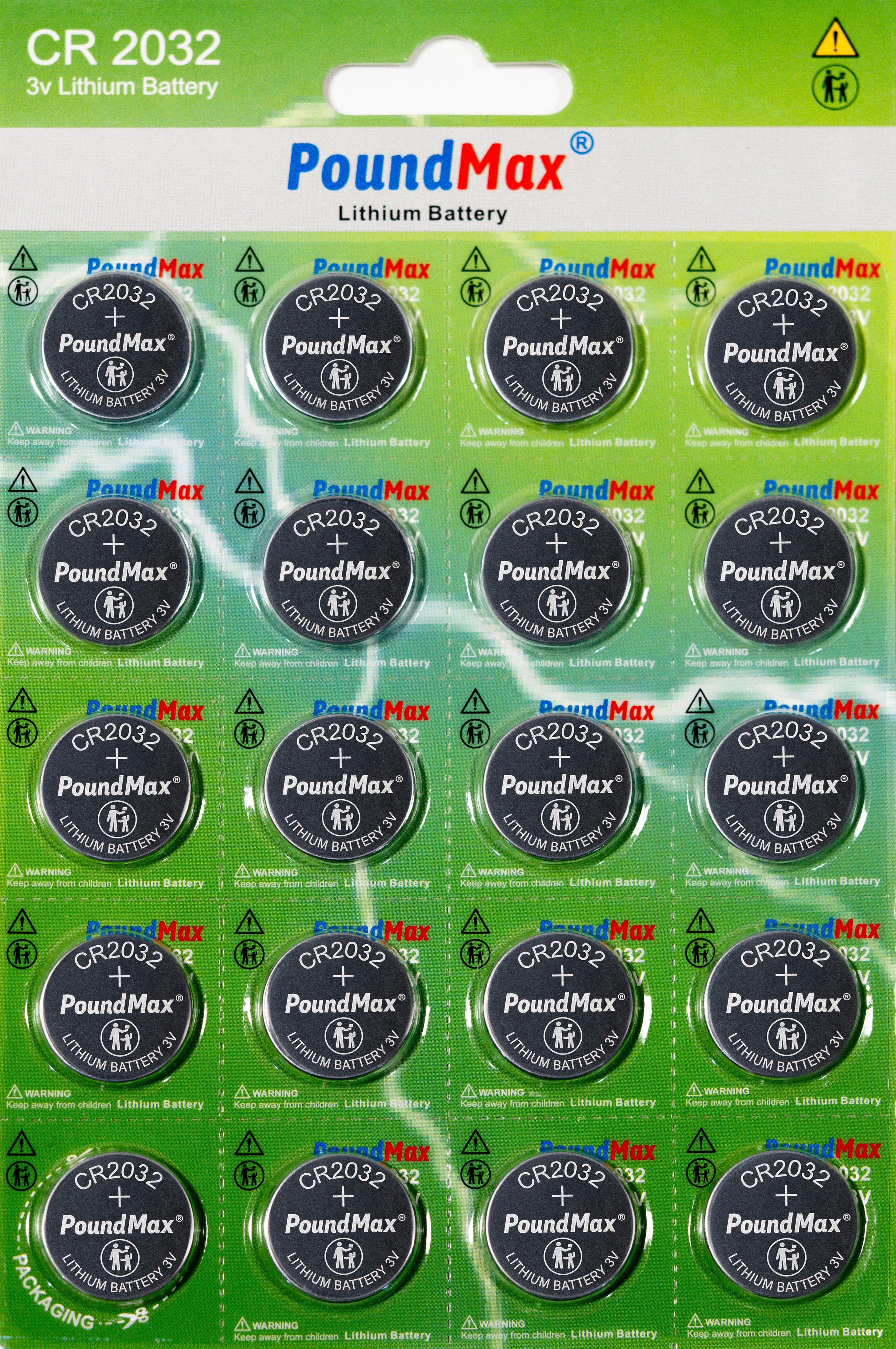 20 X PoundMax 2032 CR2032,DL2032,BR2032,KL2032 for Watch Car Key Remote Scale 3v