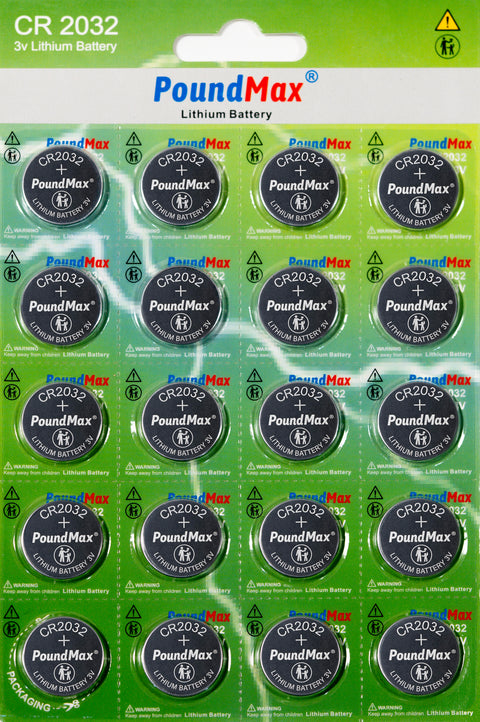 PoundMax CR2032 Lithium Battery – Pack of 20 | 3V Coin Cell (DL2032 / BR2032)