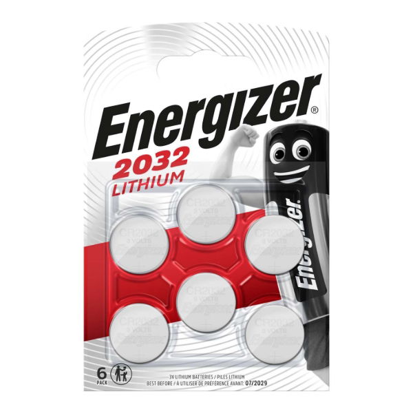 Energizer CR2032 Lithium Coin Cell - Pack of 6