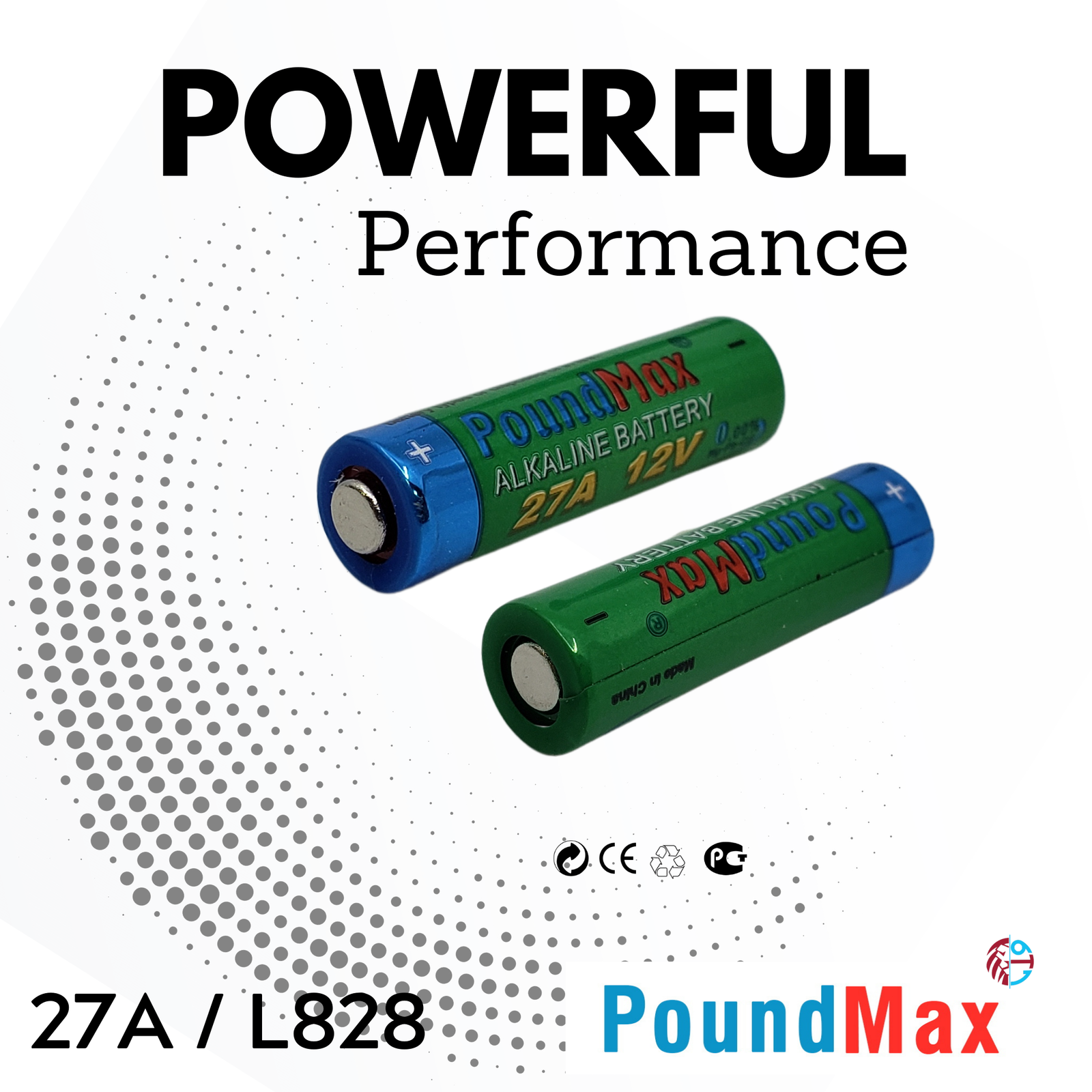 2 x 27A Alkaline 27A 12v GP27A MN27 A27 PoundMax Security Batteries