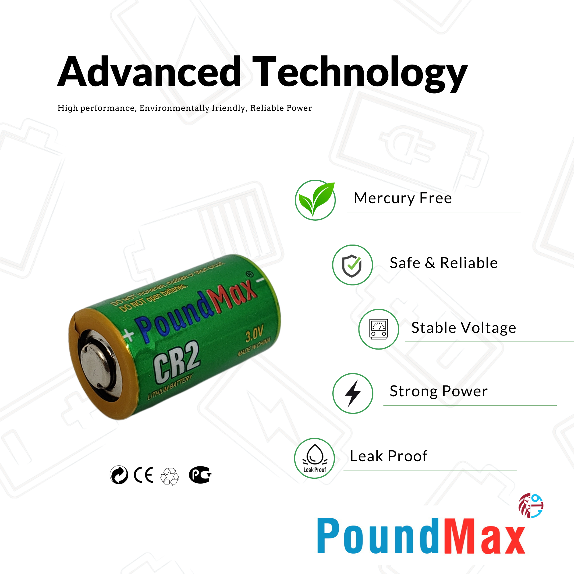 CR2 PoundMax 3V LITHIUM Ultra Photo Batteries DLCR2 CR15270 EL1CR2, CR2L