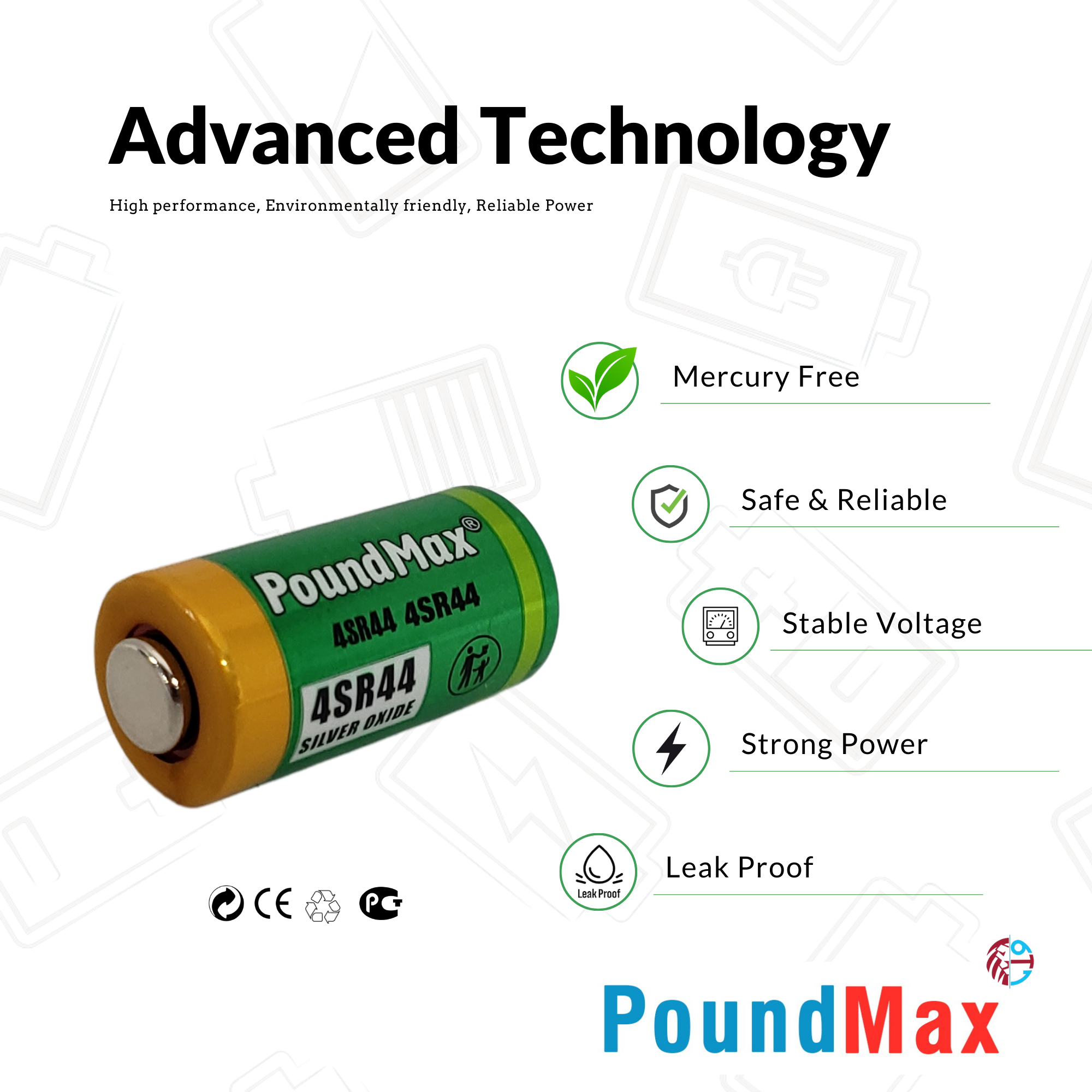 4SR44 ,PX28s,544,4LR44 6.2V PoundMax Silver Oxide Battery