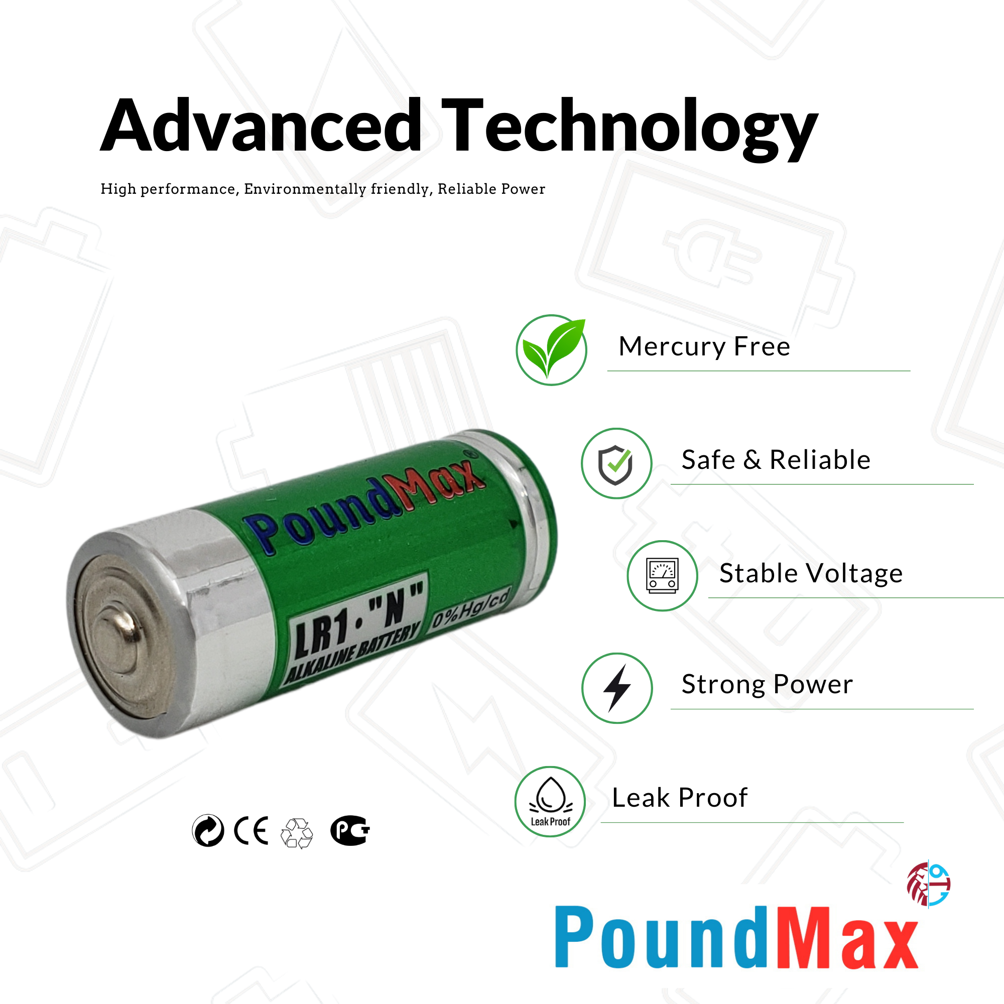 5 x 910A LR1 N Type MN9100 1.5V PoundMax Alkaline Batteries