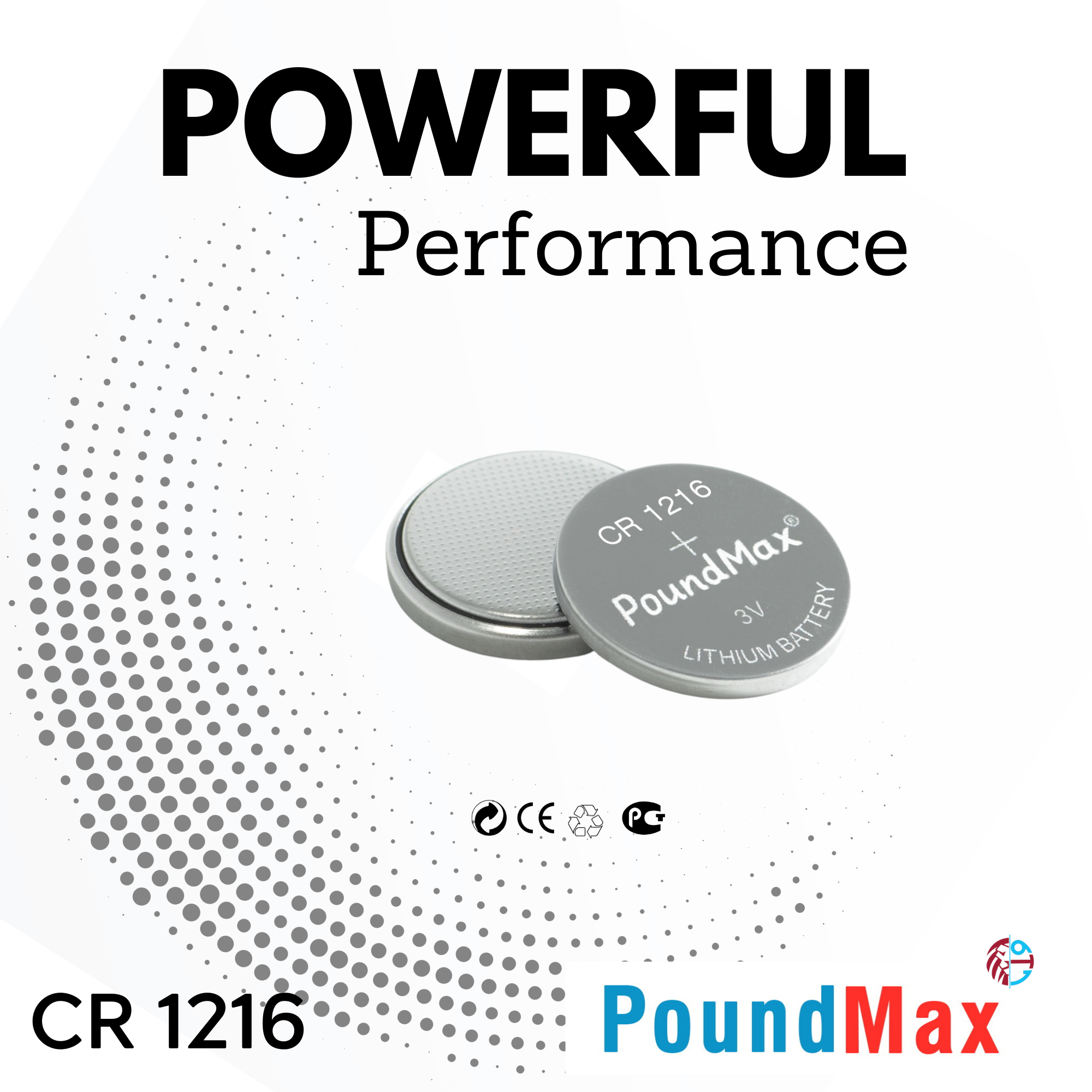 5 X 1216 CR1216 DL1216 KCR1216, BR1216 3V PoundMax Lithium Coin Cell Battery