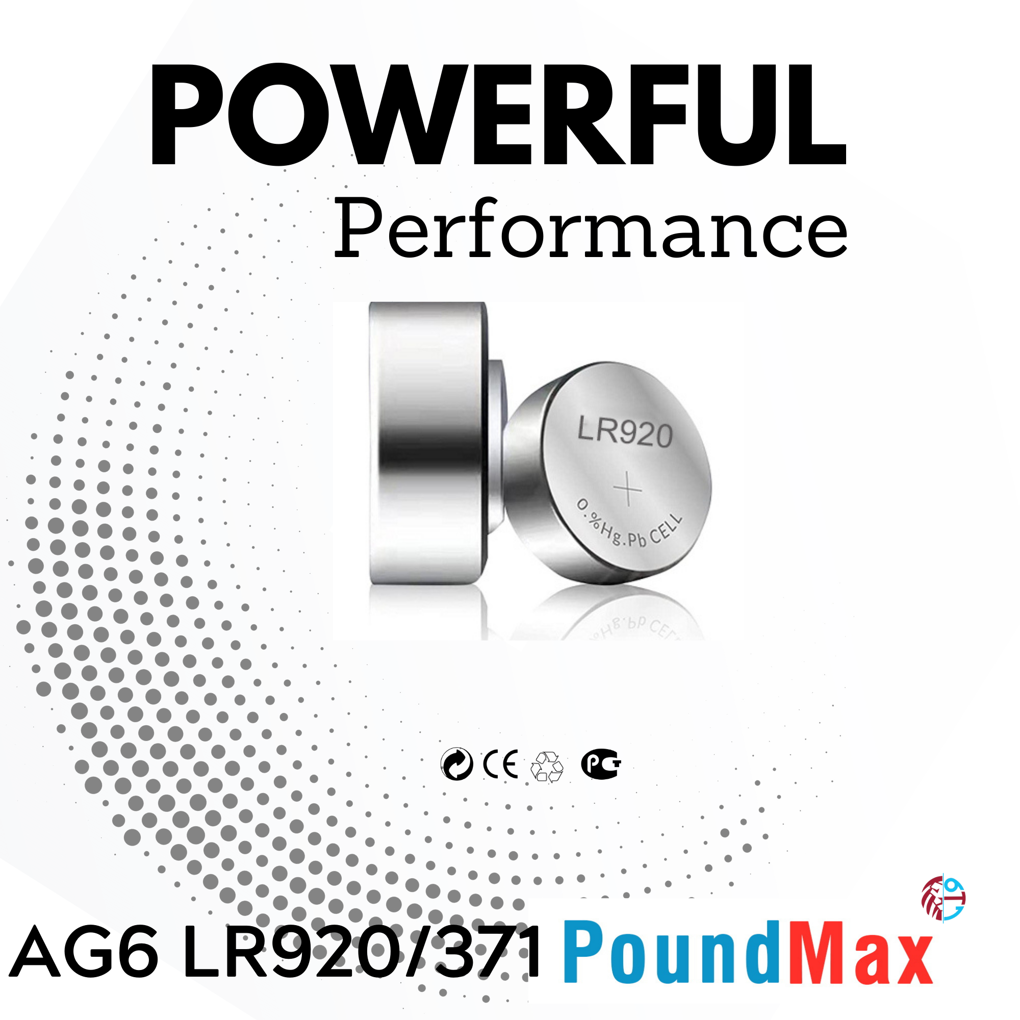 10 x AG6 370 371 LR921 LR69 SR920SW LR920 1.5v PoundMax ALKALINE BUTTON BATTERY