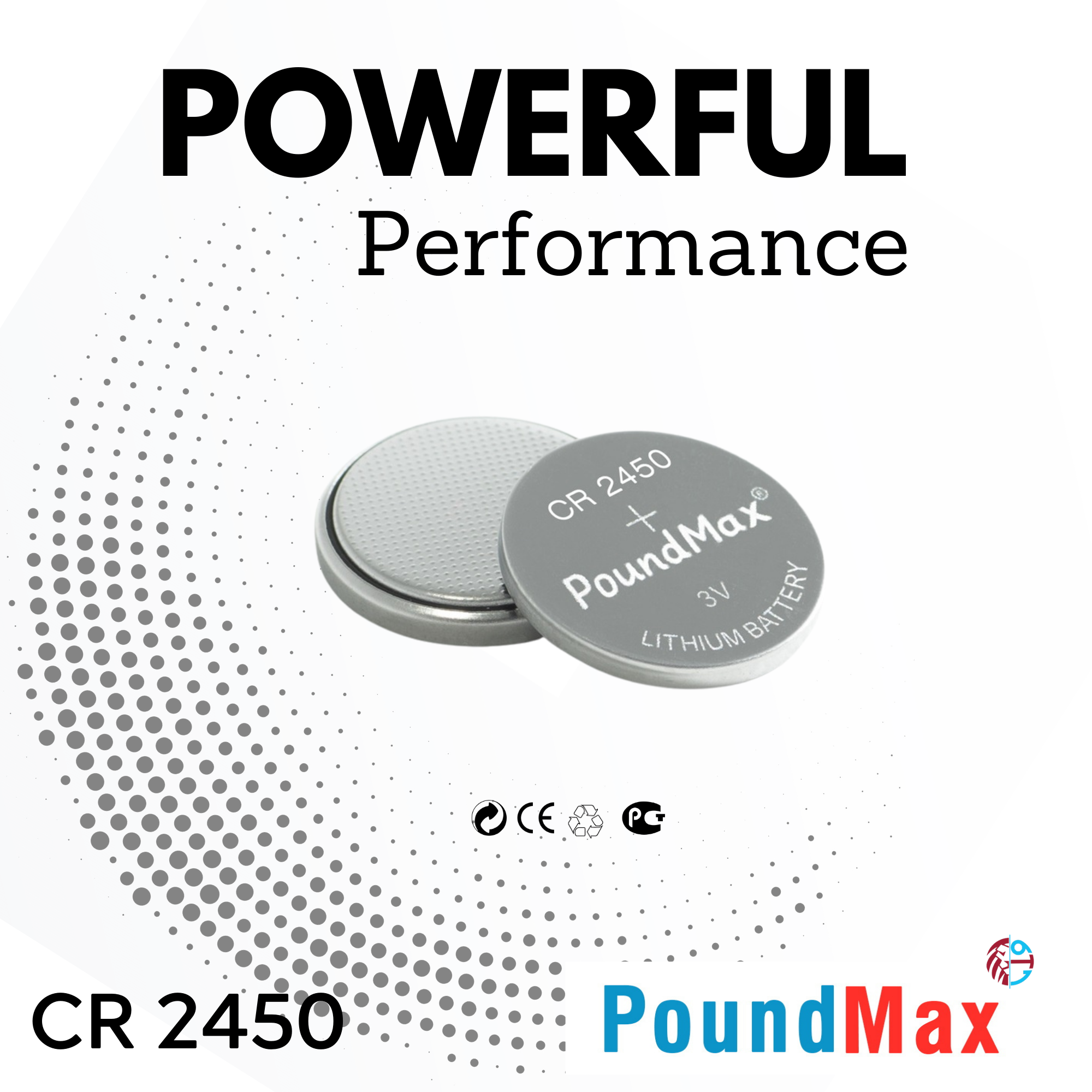 5 x 2450 CR2450 DL2450 ECR2450 3v PoundMax Lithium Button Cell Batteries