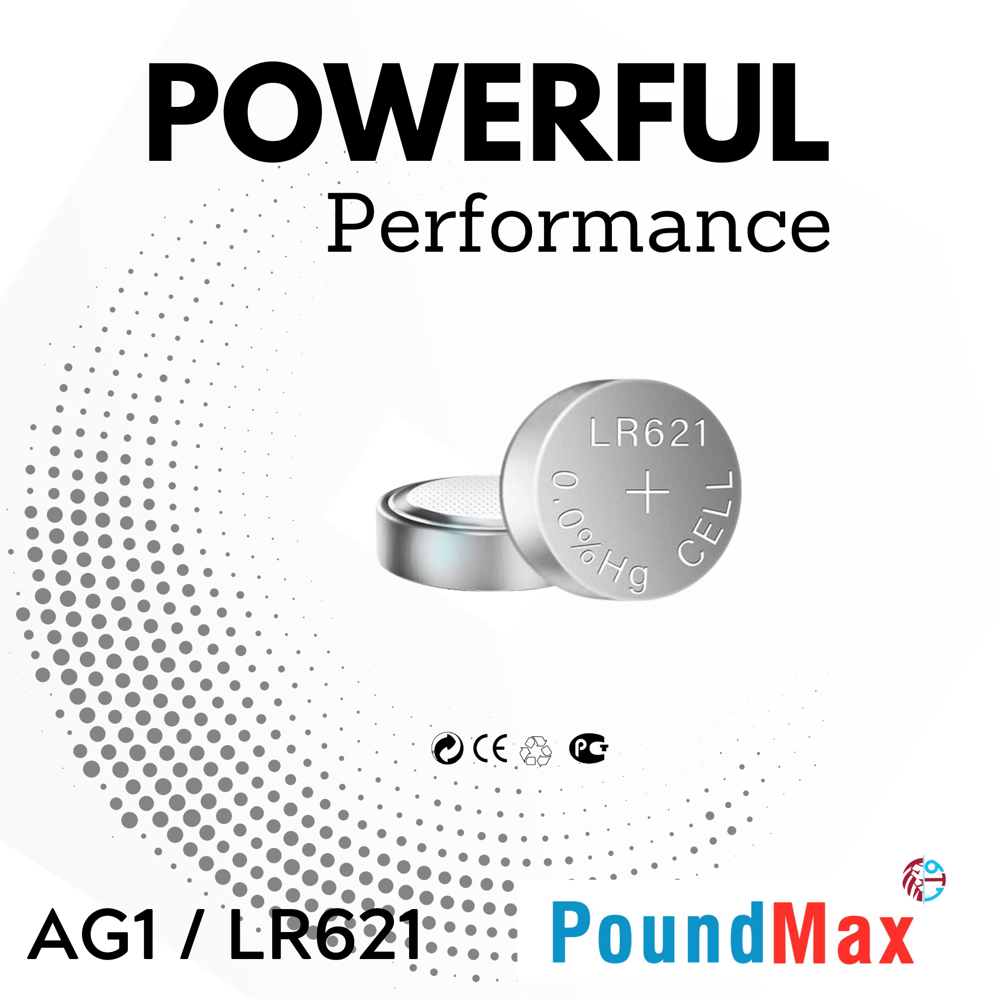 10 X AG1 364 363 LR621 SR621SW 1.5v PoundMax ALKALINE BUTTON CELL BATTERY