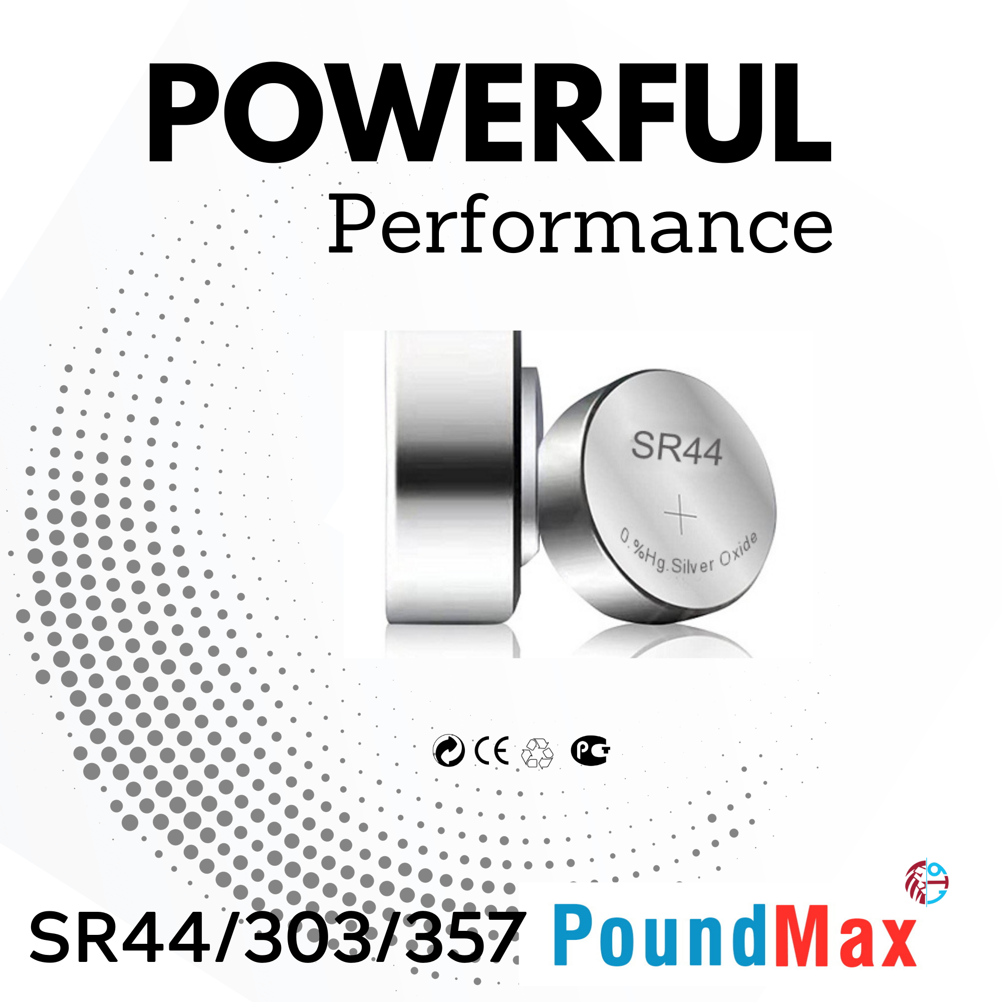 10 x Super SR44 357 303 1.55 V PoundMax Silver Oxide Button Cell Battery