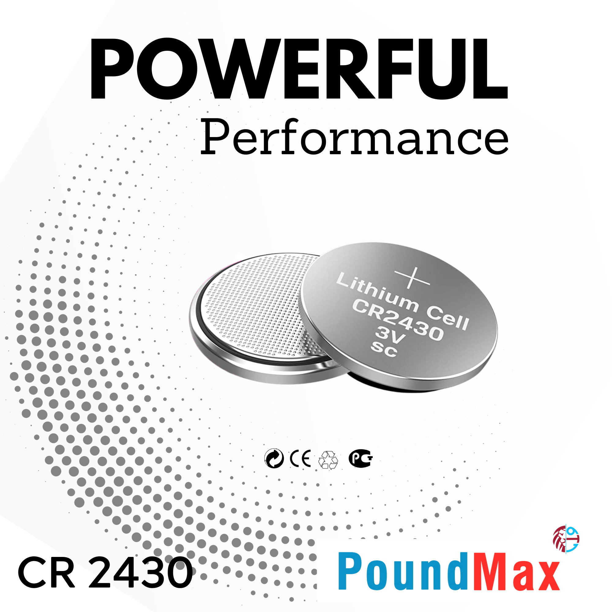 10 x 2430 CR2430 DL2430 ECR2430 3v PoundMax Lithium Button Cell Batteries