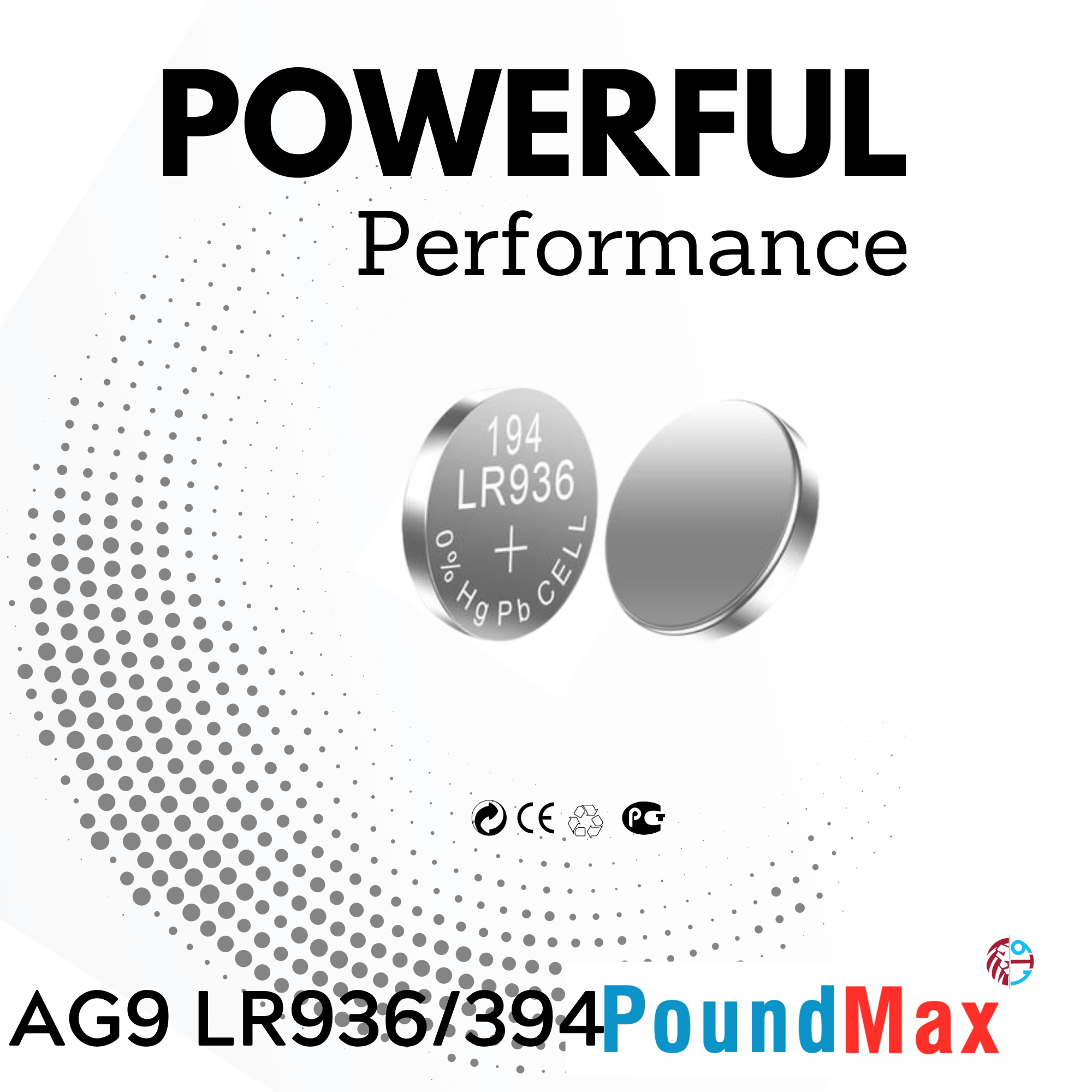 10 X AG9 394 LR45 LR936 SR936W SR936 1.5v PoundMax ALKALINE BATTERY