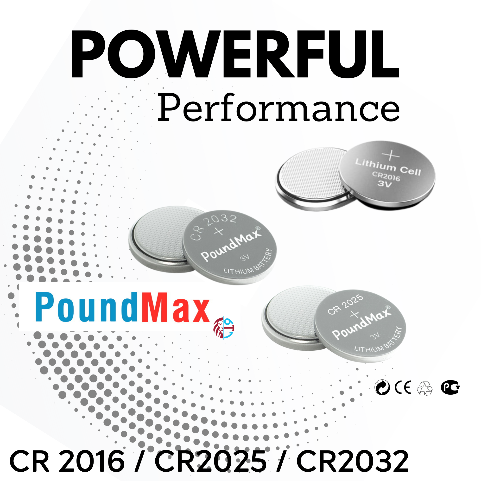 6 X PoundMax Mixed CR2032 CR2025 CR2016 3V Lithium Button Coin Cell Battery