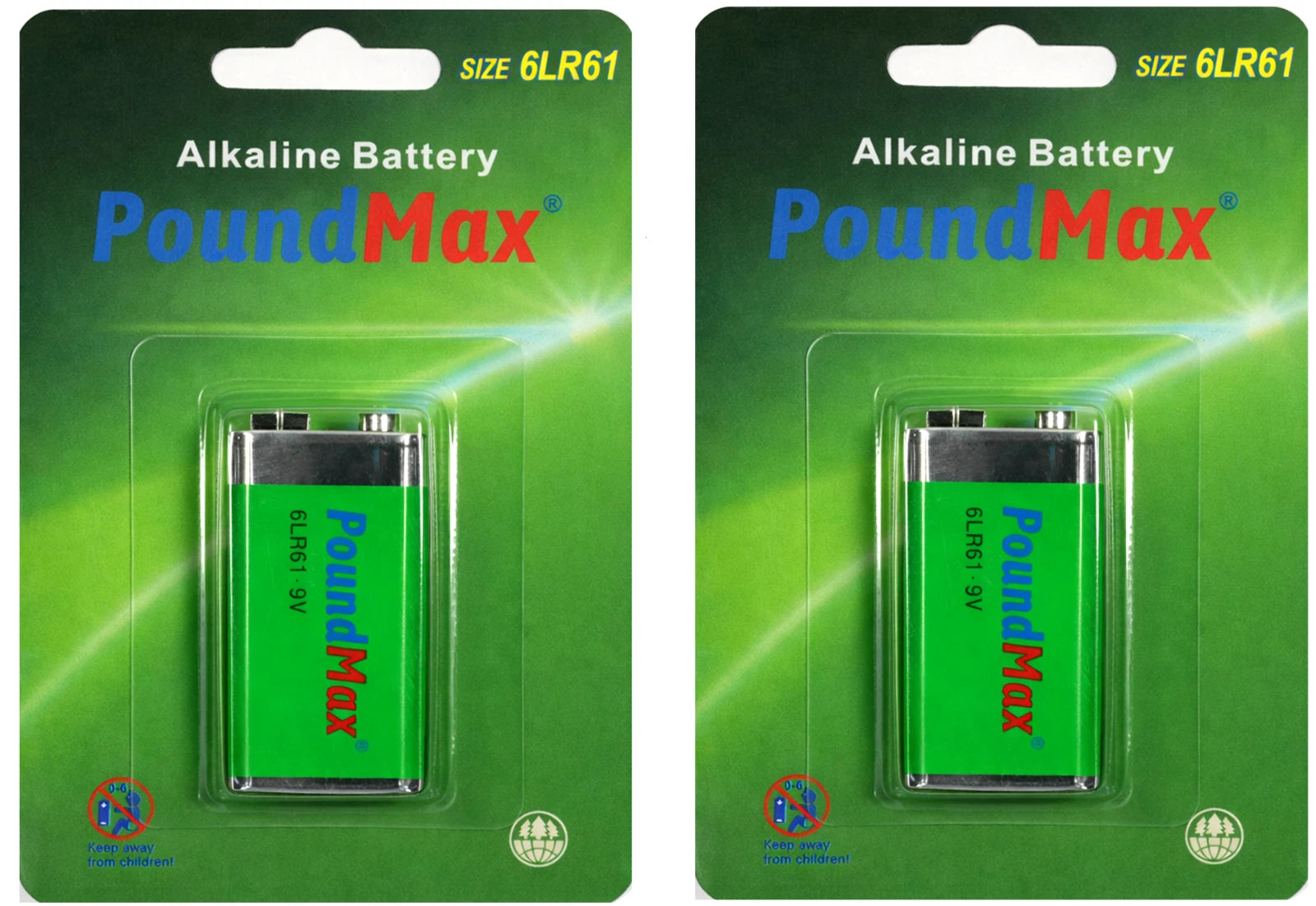 2 x Poundmax 9V PP3 MN1604 LR22 Alkaline Batteries Smoke Alarm