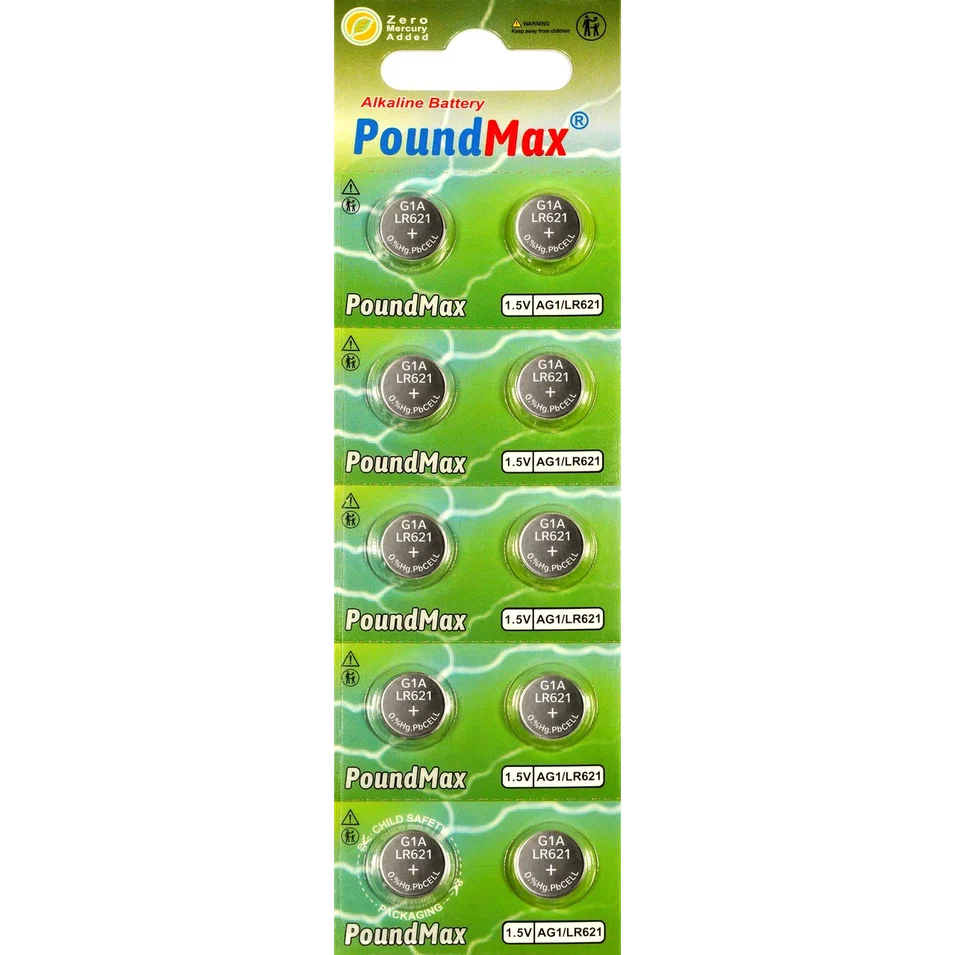 10 X AG1 364 363 LR621 SR621SW 1.5v PoundMax ALKALINE BUTTON CELL BATTERY