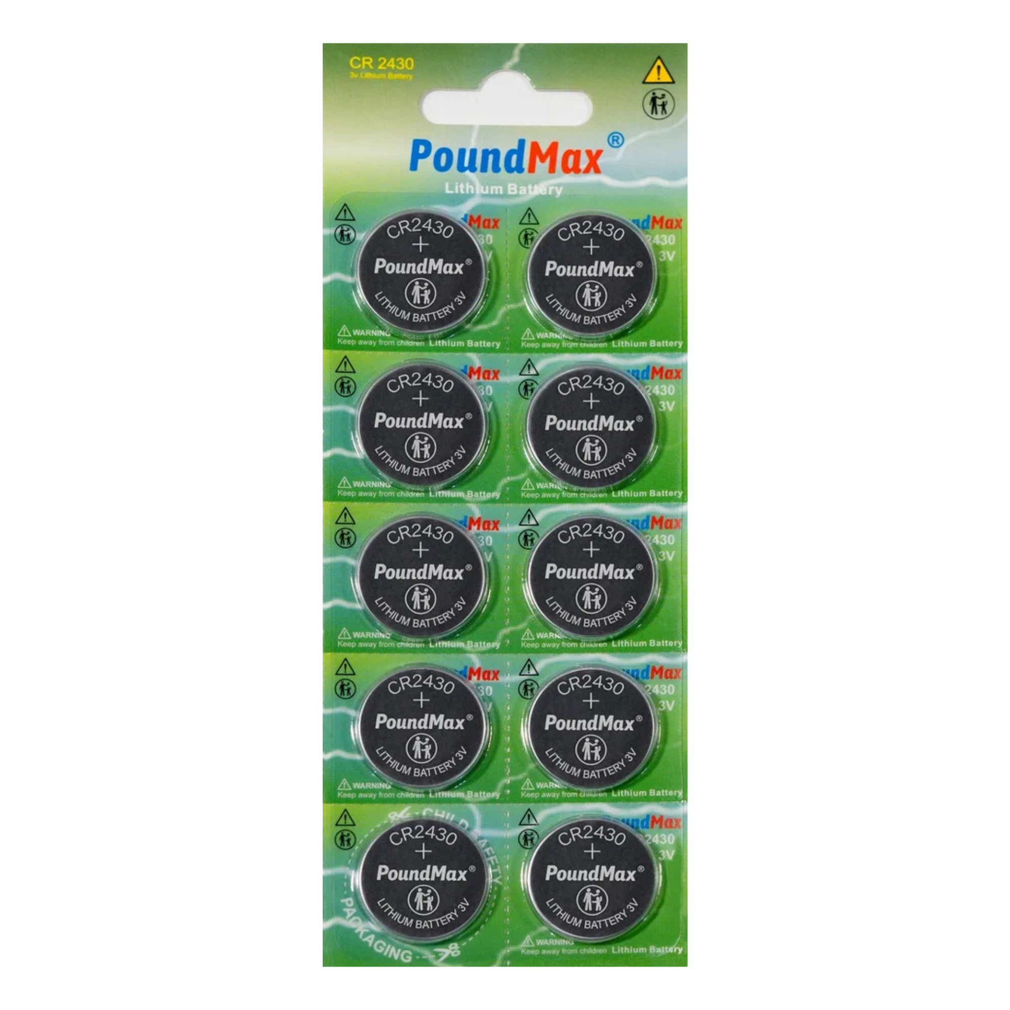 10 x 2430 CR2430 DL2430 ECR2430 3v PoundMax Lithium Button Cell Batteries