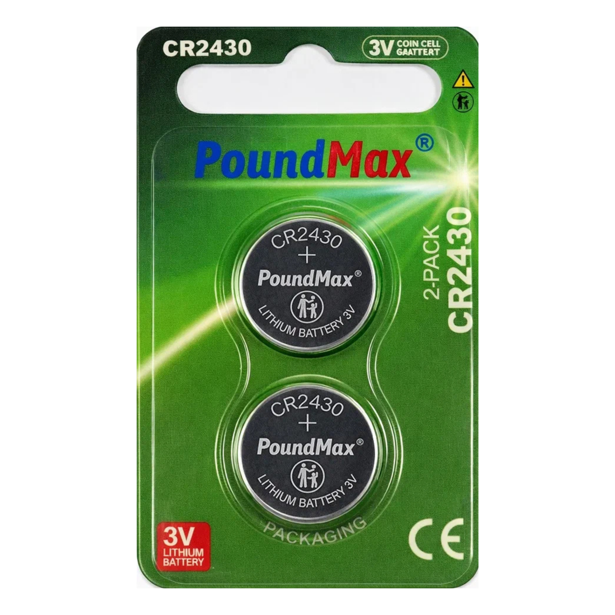 2 x 2430 CR2430 DL2430 ECR2430 3v PoundMax Lithium Button Cell Batteries