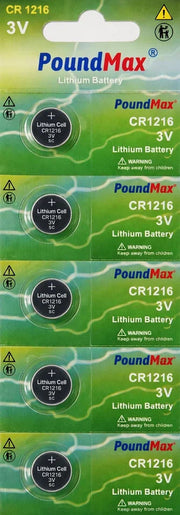 5 X 1216 CR1216 DL1216 KCR1216, BR1216 3V PoundMax Lithium Coin Cell Battery