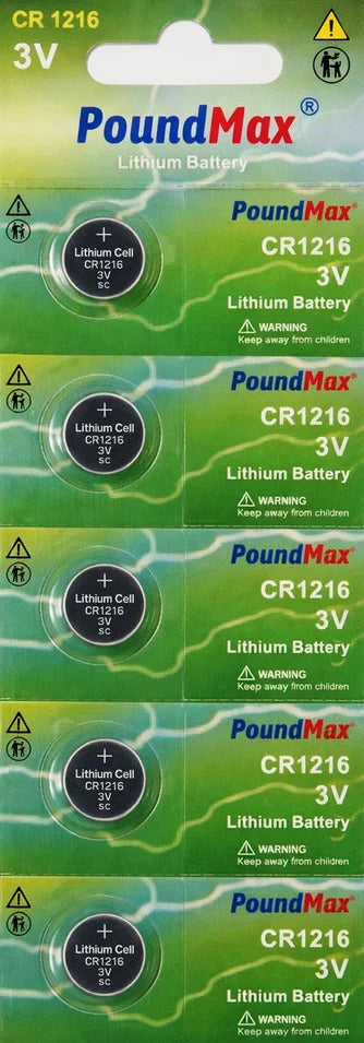 5 X 1216 CR1216 DL1216 KCR1216, BR1216 3V PoundMax Lithium Coin Cell Battery