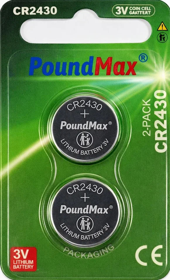 2 x 2430 CR2430 DL2430 ECR2430 3v PoundMax Lithium Button Cell Batteries