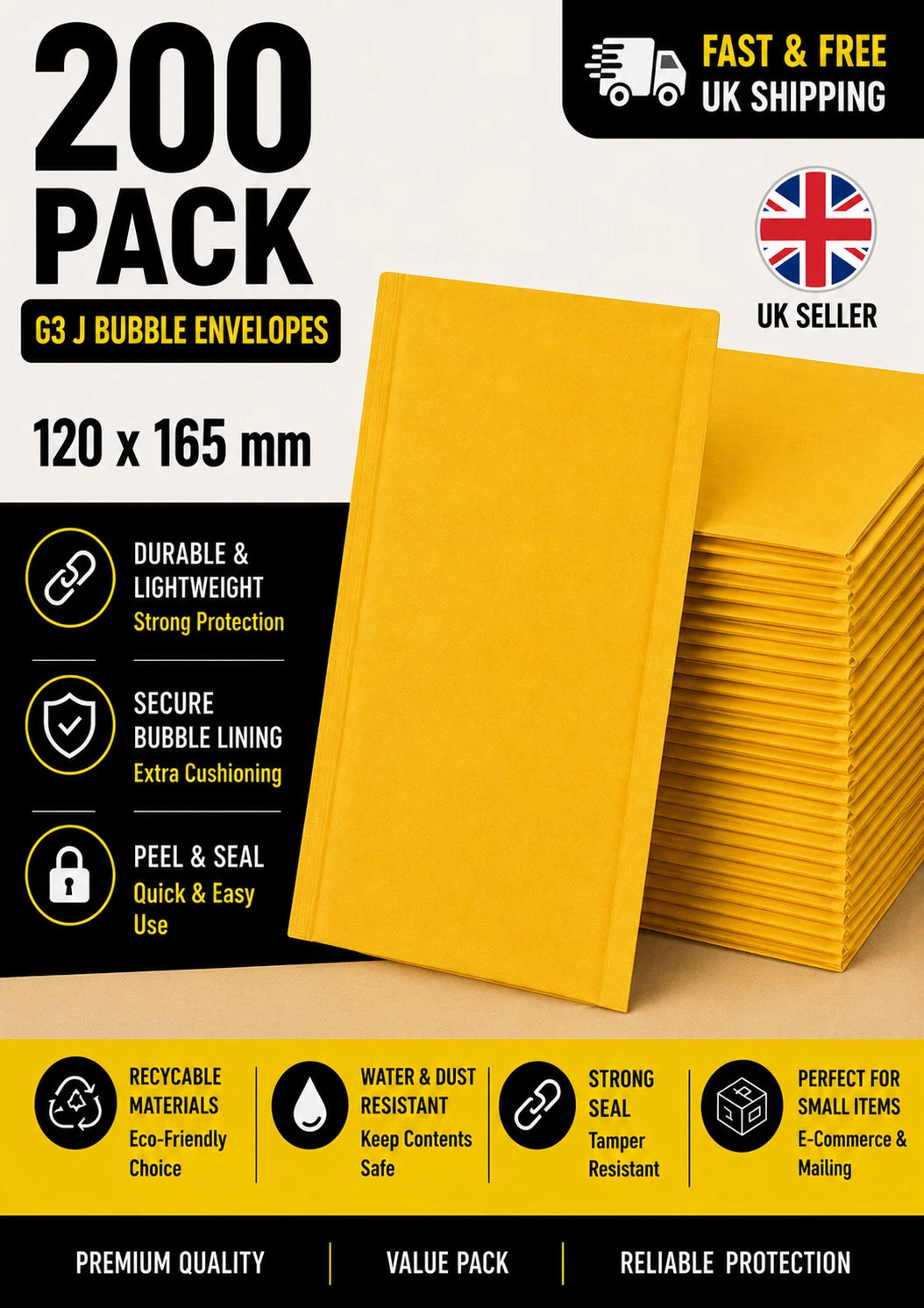 200x GOLD Size 1 - A/000 120x165mm GENUINE BUBBLE PADDED ENVELOPES MAILERS BAGS