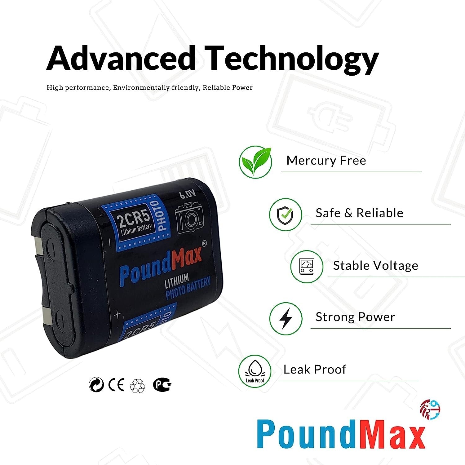 2CR5 DL245 PoundMax 6 V Lithium-Ion Photo Battery High Capacity