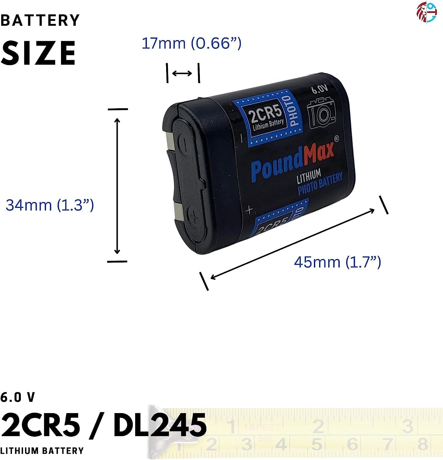 2CR5 DL245 PoundMax 6 V Lithium-Ion Photo Battery High Capacity