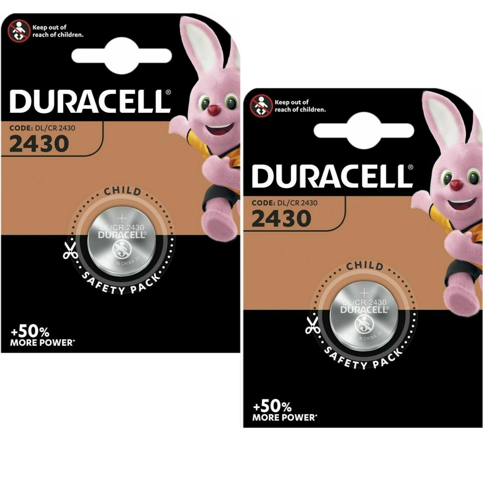 2 x DURACELL CR2430 3V Lithium Coin Cell Button Battery DL/CR 2430