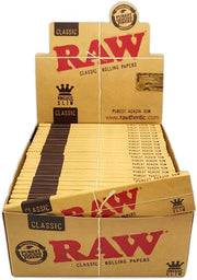 Raw Slim Fabric Rolling Paper, Brown, King, Box of 50