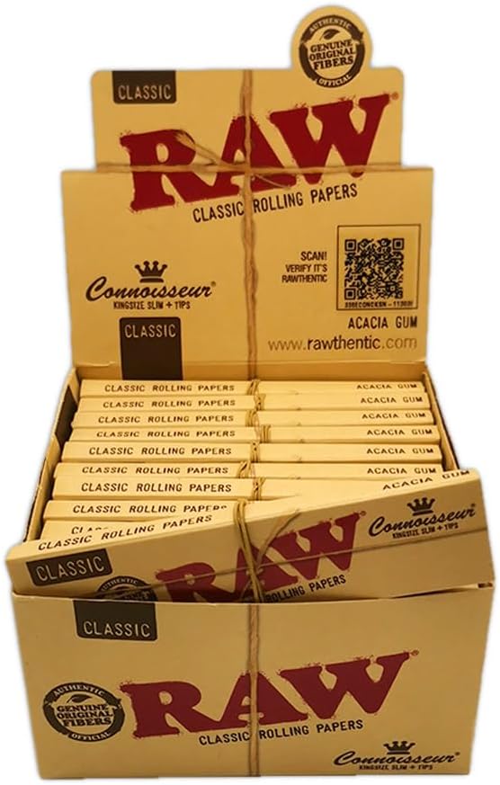 Rolling Paper Raw Connoisseur King Size Slim Plus Tips 24 Pieces