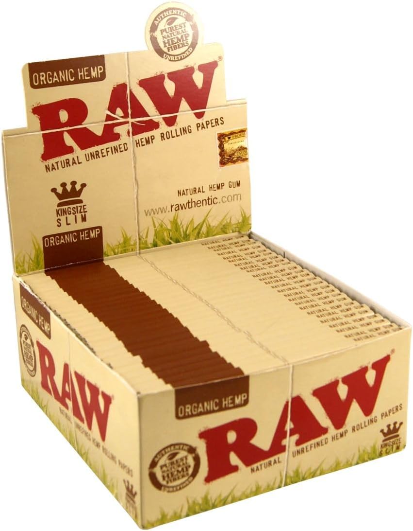 50 x Books of Raw Organic Natural King Size Slim Rolling Paper Cigarette Papers